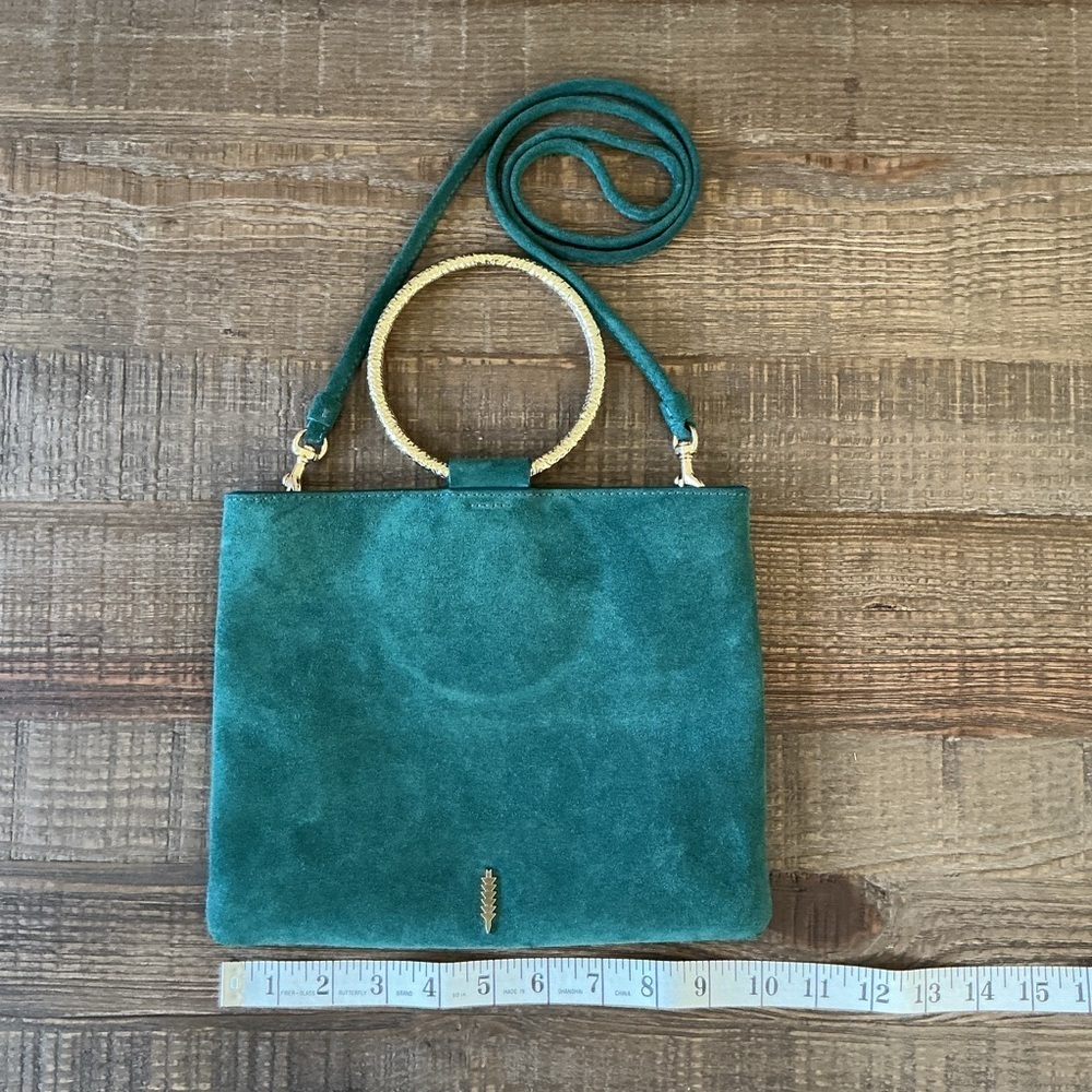 Thacker Le Pouch Leather Bag with Hammered Gold Ring Handles or Crossbody - Picture 4 of 11